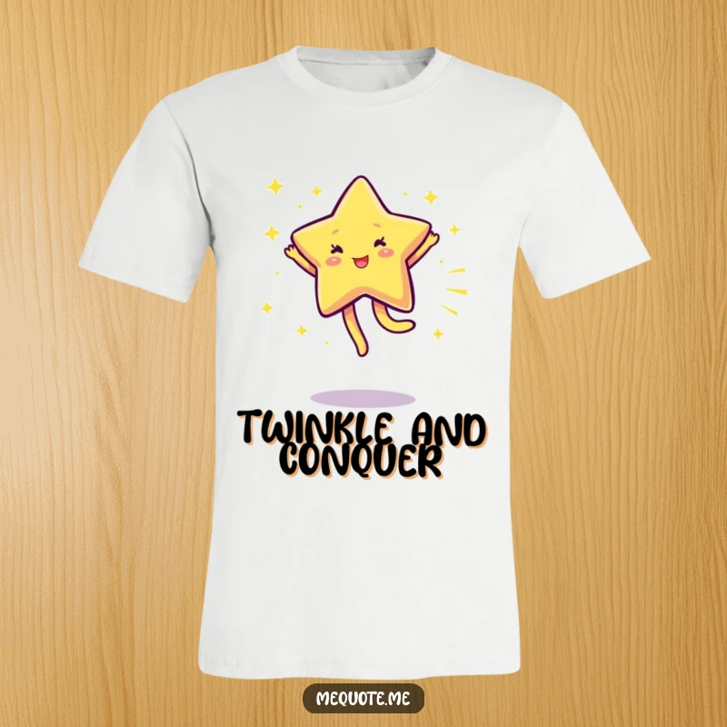 Funny Star T-Shirt featuring a sparkling star character mid-cartwheel, showcasing energetic fun and celestial charm.