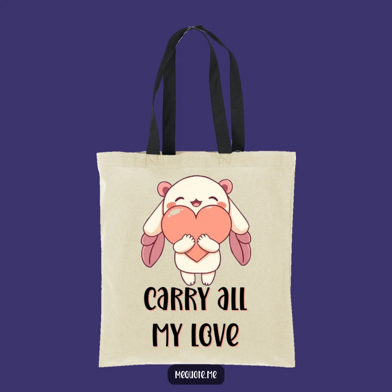 Funny Tote Bag: Character Hugs Heart, Carry Love & Essentials!