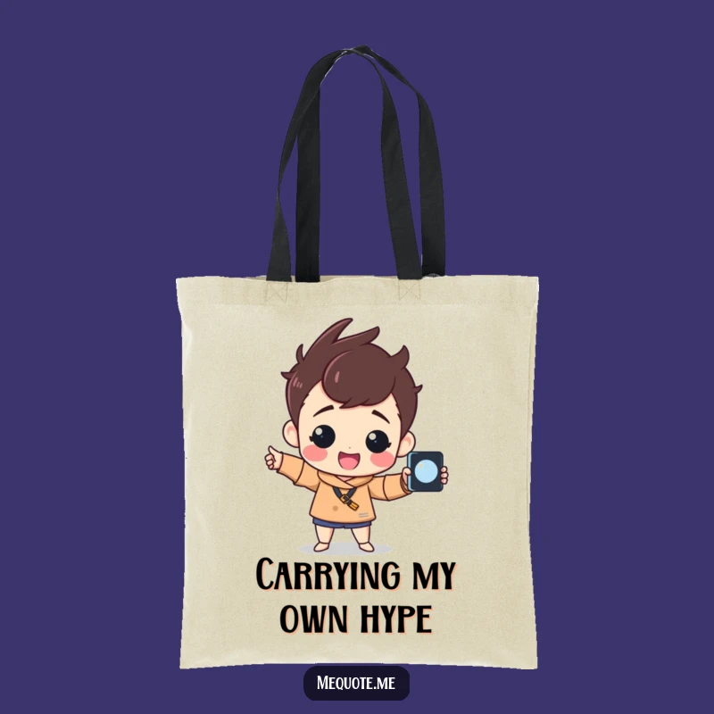 Funny Selfie King Tote Bag: Cheerful Character Proud Pose, Stylish and Humorous