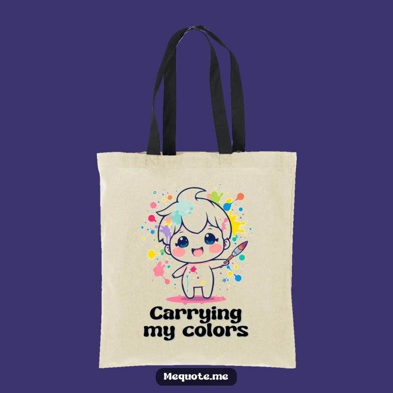 Funny Art Tote Bag: Paintbrush Character Splatter, Perfect Gift for Artists