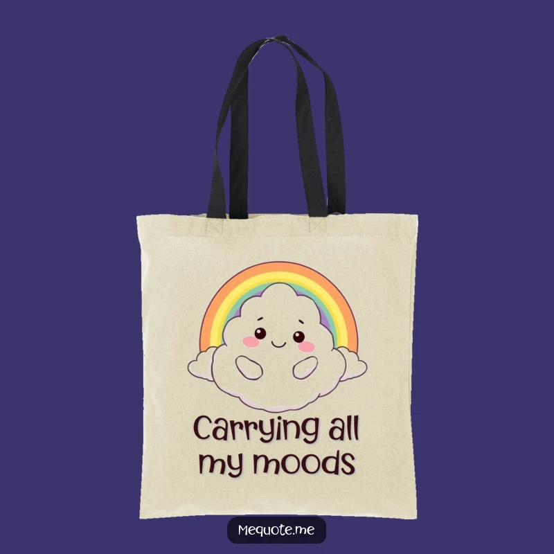 Funny Cloud Hugging Rainbow Tote Bag: Carry Happiness
