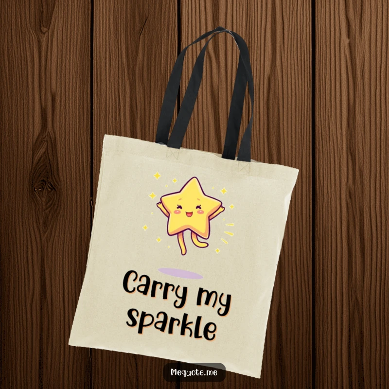 Funny Star Tote Bag featuring a sparkling star doing a cheerful cartwheel, a fun and practical accessory for carrying joy.