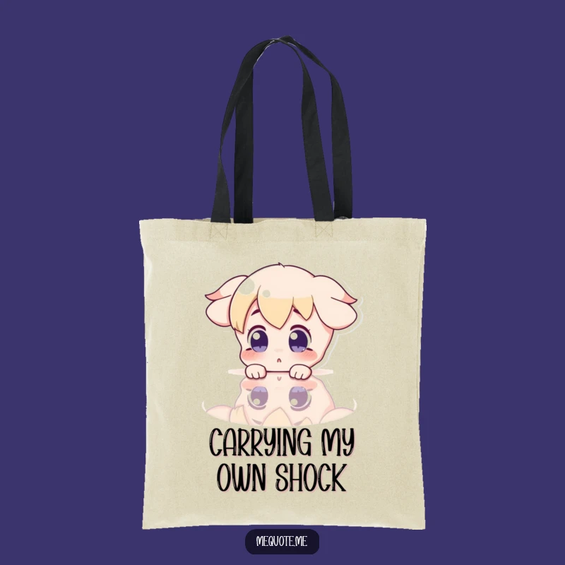 Funny Surprise Reflection Tote Bag: Character Sees Self, Stylish & Humorous