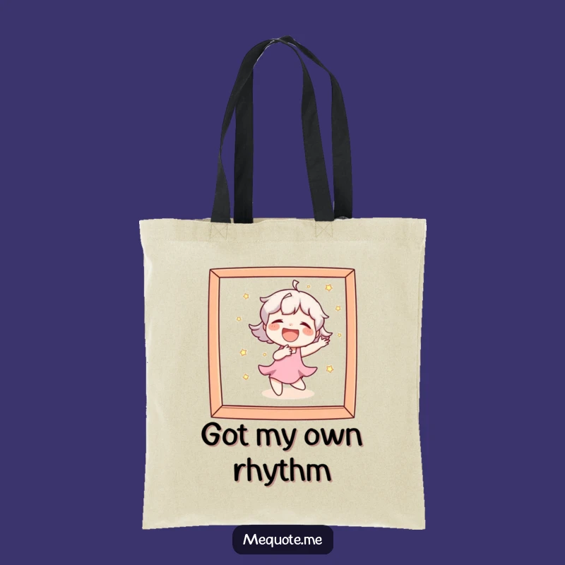 Funny Tote Bag: Character Laughs Dancing in Mirror, Carry Your Joy