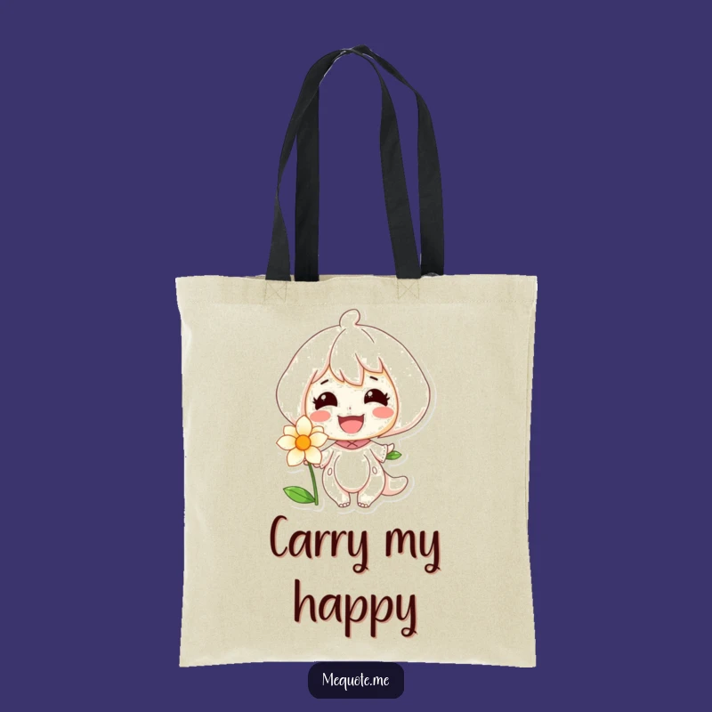 Funny Tote Bag: Joyful Character & Flower, Carry Smiles Everywhere You Go!