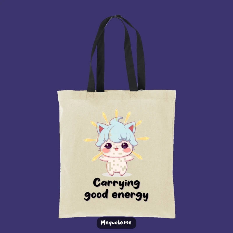 Funny Tote Bag: Positive Energy Character, Carry Your Glow Everywhere!